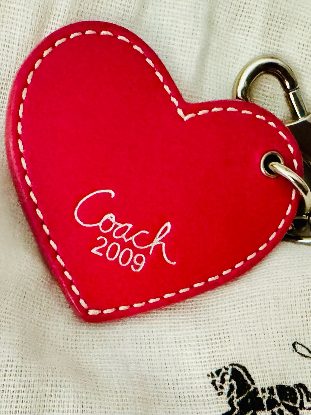 Coach Patent Leather Heart Keychain BagCharm with Silver Hardware Y2K - EUC